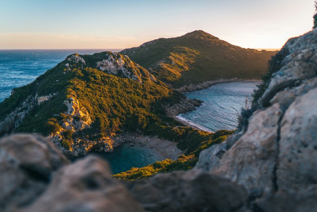 Bay and coastal lagoon seen from a high view point